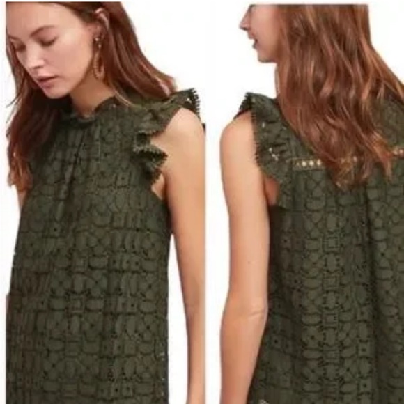 Anthropologie Tops - Maeve by Anthropologie Angelica lace top in dark olive green size 8